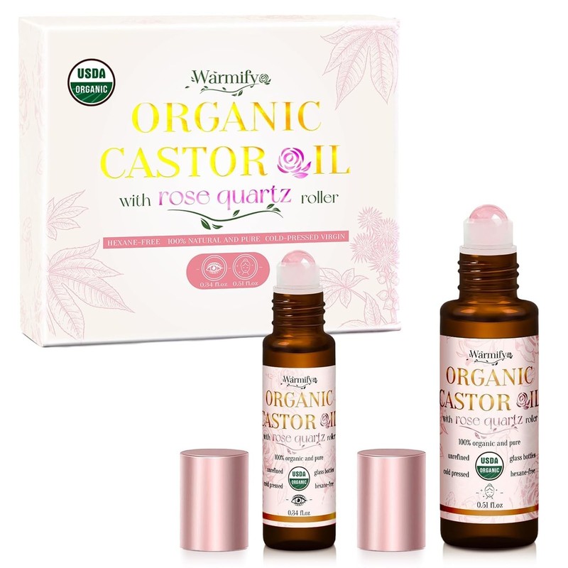 Organic Castor Oil Roll On with Rose Quartz for Face