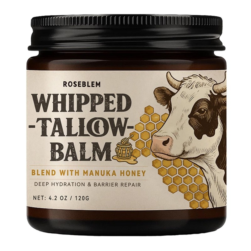 Roseblem Whipped Tallow Balm for Face – 100 Grass-Fed Organic Beef Tallow Cre…
