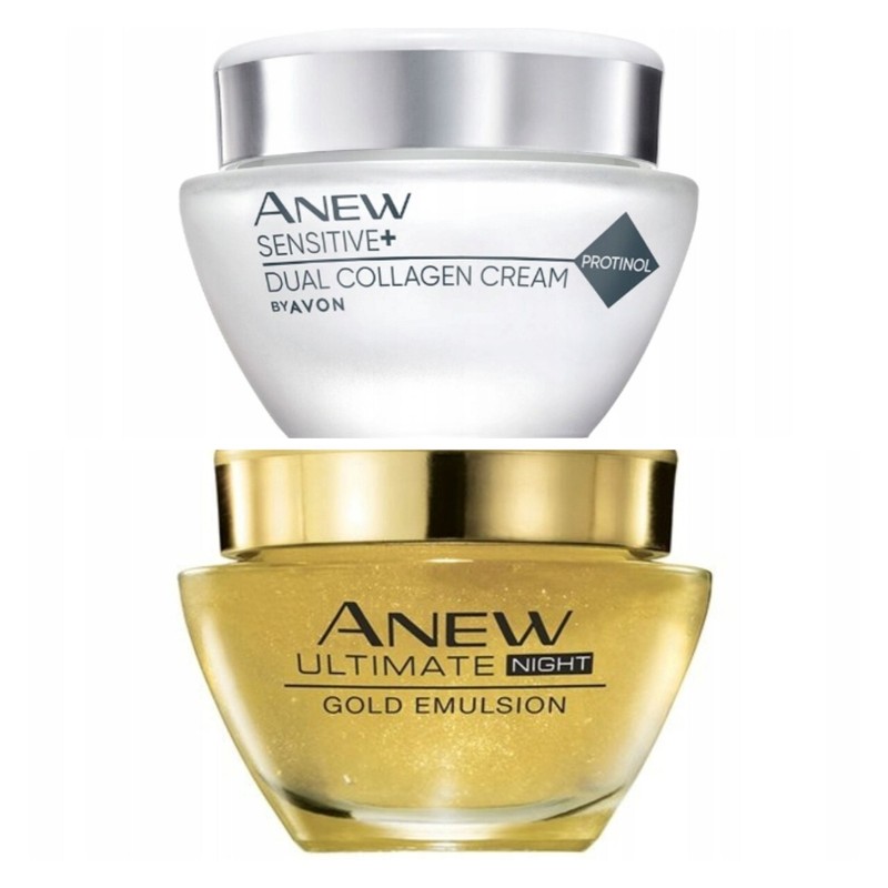 Avon Set Sensitive Anti-wrinkle cream 1.7fl.oz + Gold night emulsion 1.7fl.oz