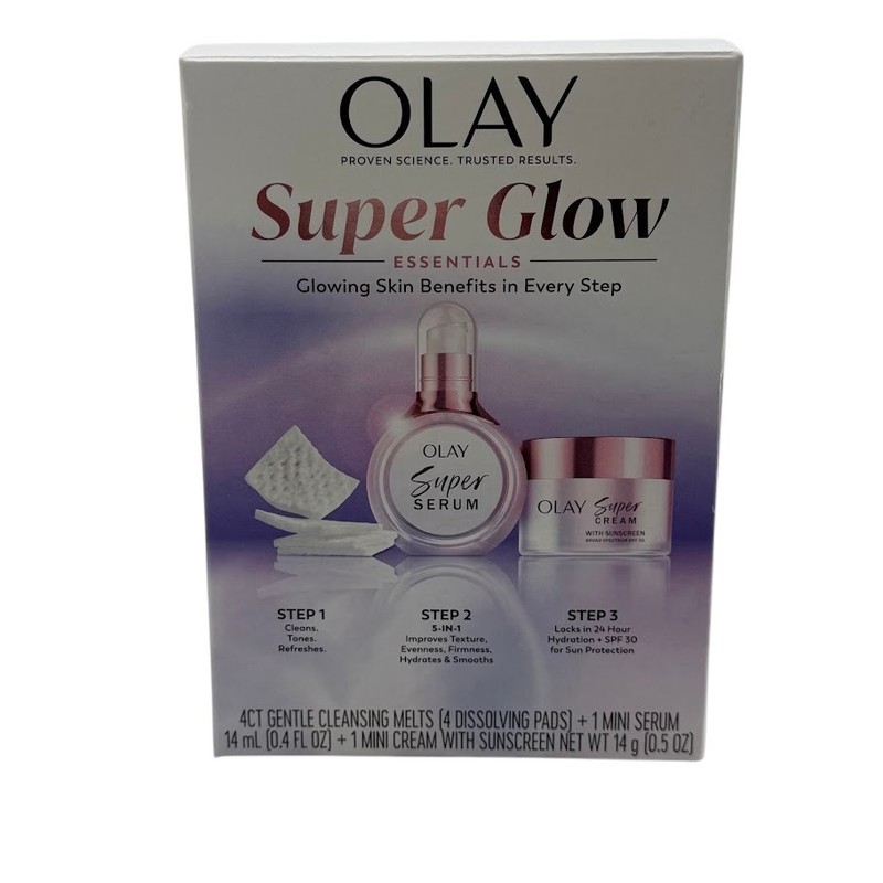 Olay Super Glow Essentials Kit Mini Travel Serum Cream Melts EXP 06/27
