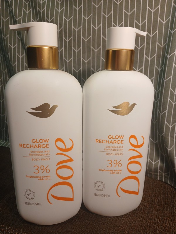 Dove Glow Recharge Body Wash 3% Brightening Serum w/Hyaluronic Acid -Pack of 2