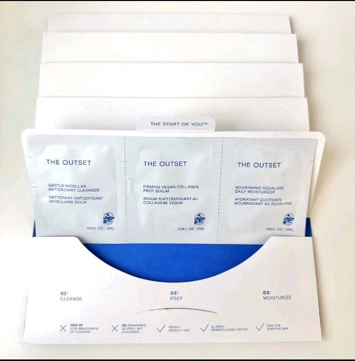 The Outset Daily Essentials Regimen 3pc Sampler LOT OF 5, .06oz x15, 0.9oz TOTAL