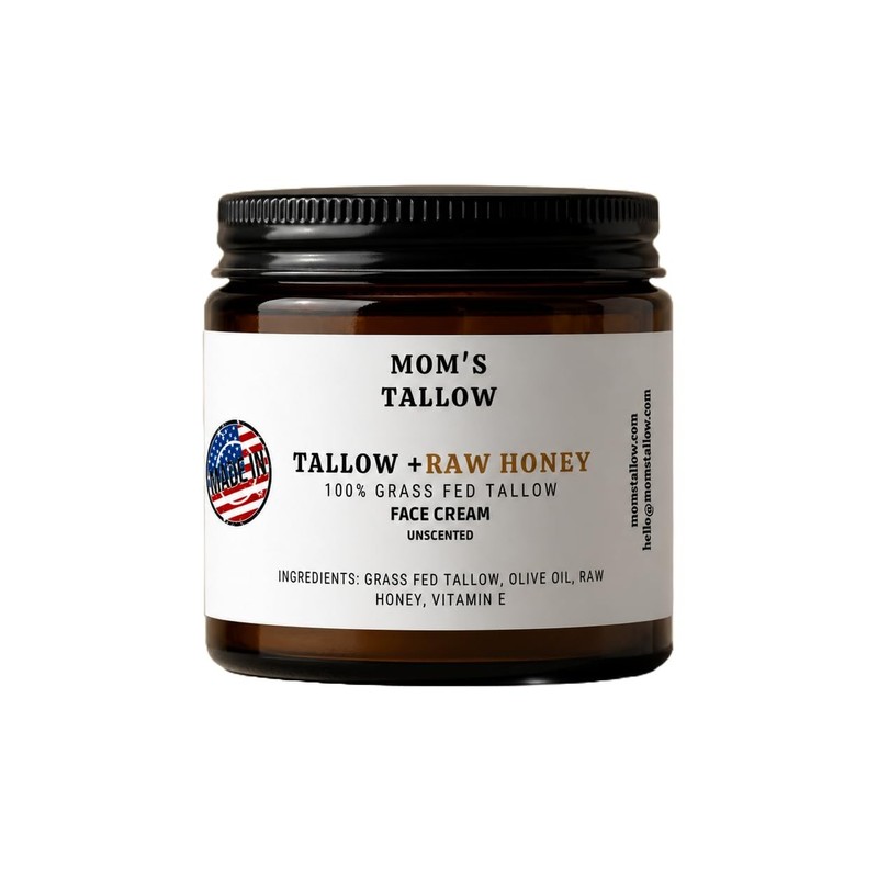 Mom’s Tallow 100% Grass Fed Beef Tallow for Skin Care with Raw Honey | Face +…