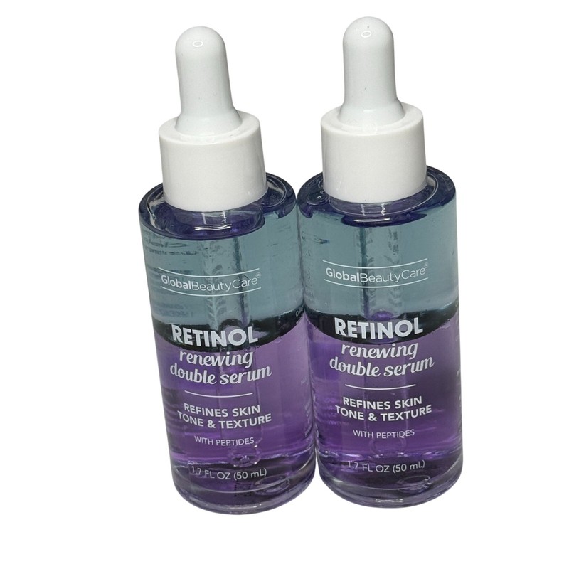 Global Beauty Care Retinol Renewing Double Serum 1.7oz 2 Pack New