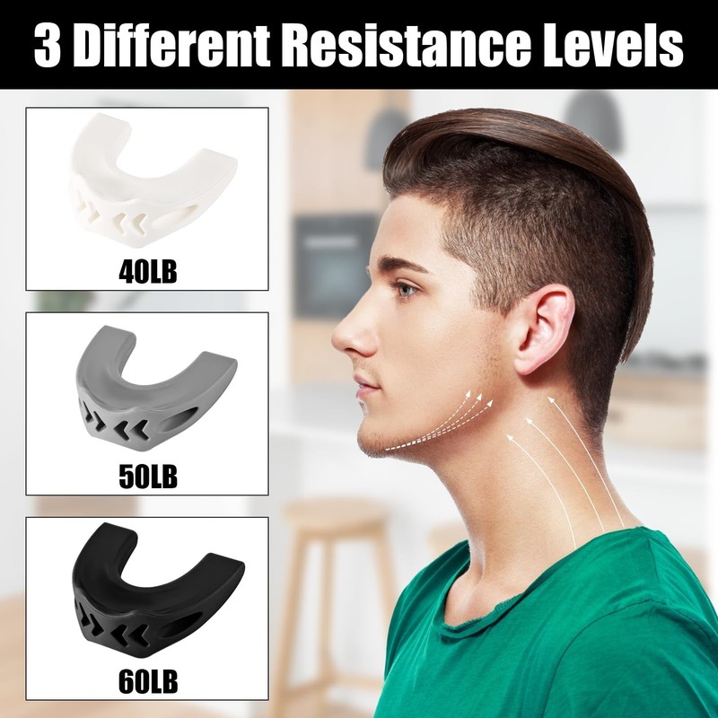 Jaw Trainer-Jawline Exerciser for Men & Women|3 Resistance white black grey gallery