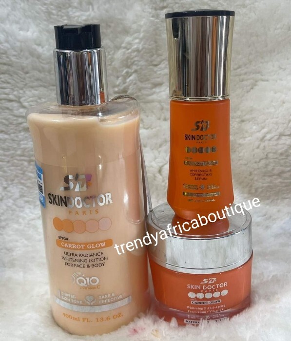 4pcs. Skin Doctor Paris Carrot Glow Lotion, Shower Gel, Face Cream & Serum Spf30 gallery