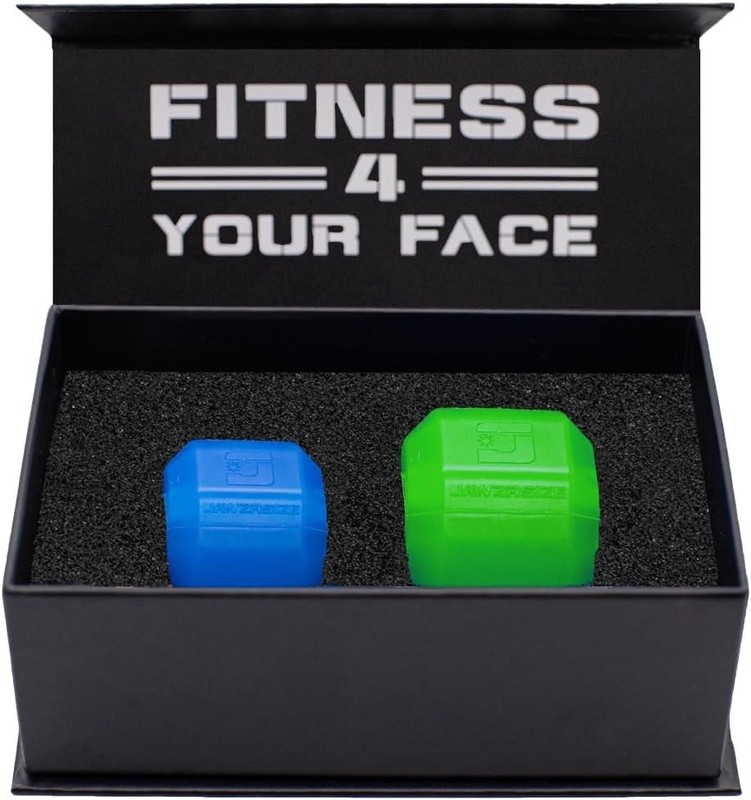 Jawzrsize Pop N Go Custom Fit Jaw Face Neck Exerciser Bundle Blue Green 2 Pack
