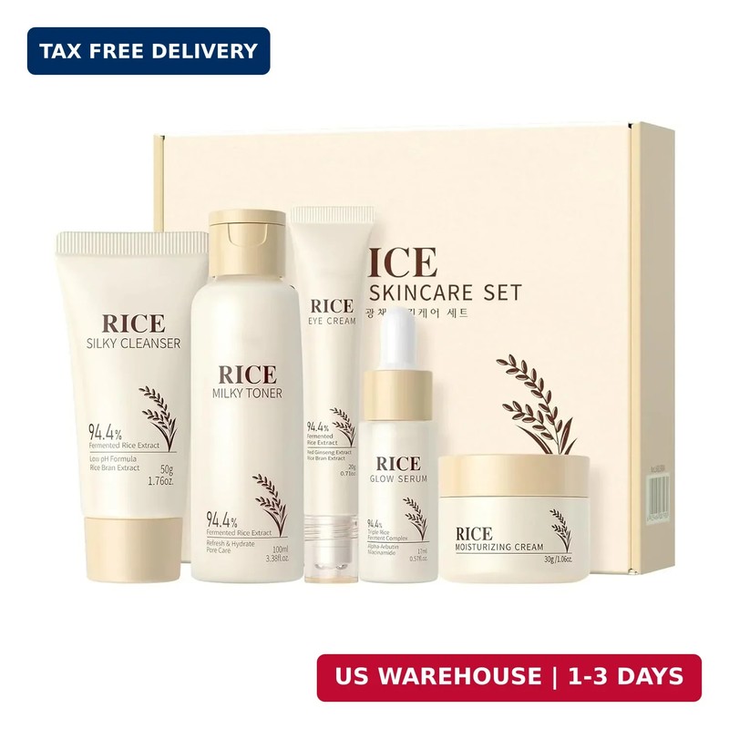 Moisturizing Korean Rice Skin Care Set – Radiance Skincare 5-Step Routine with R