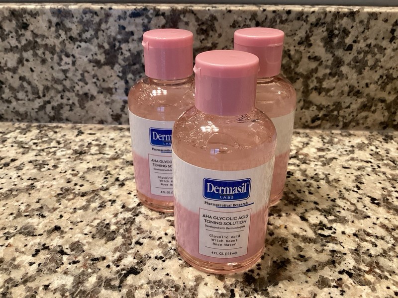 3pk Dermasil Glycolic Acid Toner With Witch Hazel & Rose Water 4oz Each