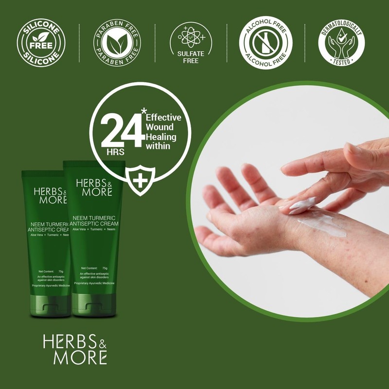 Herbs & More Neem Turmeric Antiseptic Cream | 75g (Pack of 2) gallery