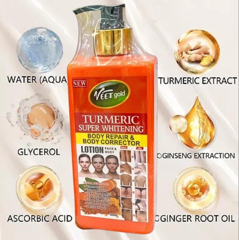 💯 Original 2-pc Veet gold Turmeric Whitening Lotion + Oil Face Body USA Stock gallery