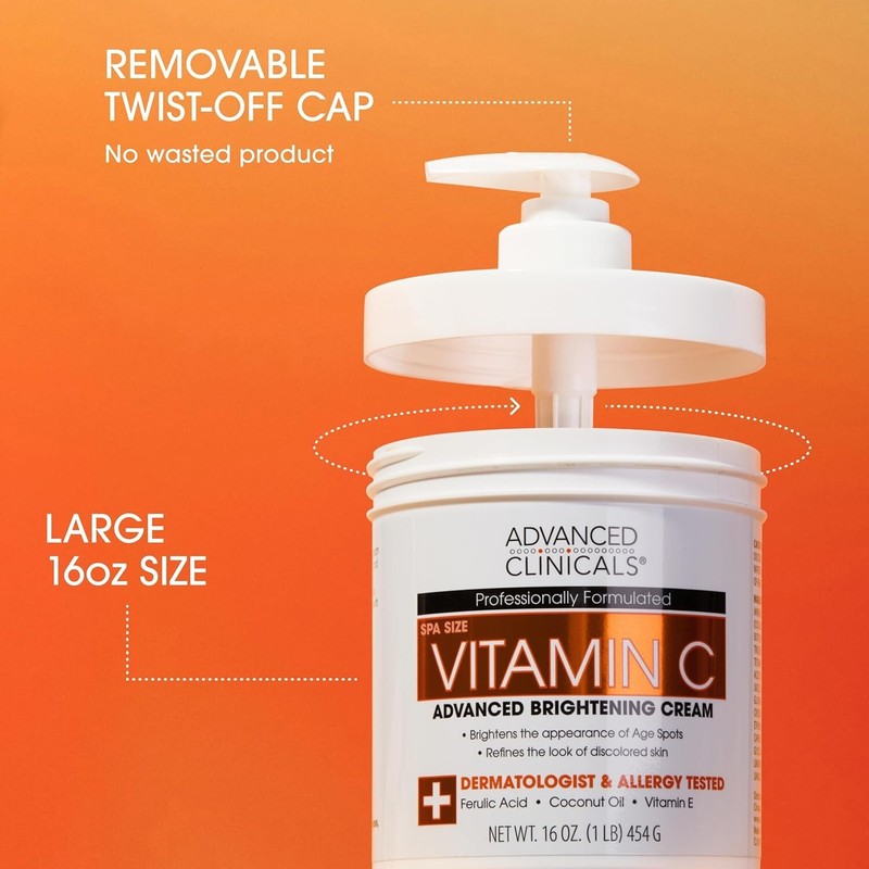 Clinically-Tested Vitamin C Cream - Youthful Radiance for Face & Body, 16 oz gallery