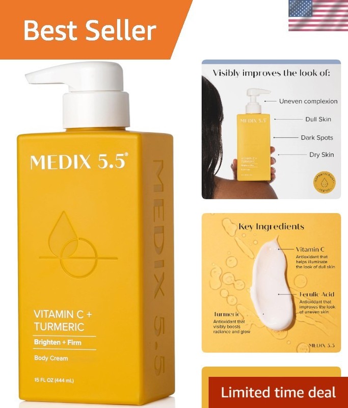 Radiant Vitamin C Cream Lotion for Face & Body | 15 Fl Oz Anti-Aging Moisturizer
