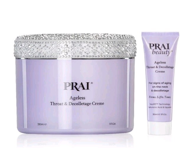 Prai Beauty Ageless Throat and Décolletage Creme 2 PC Set 11 fl oz + 1 fl oz-NEW