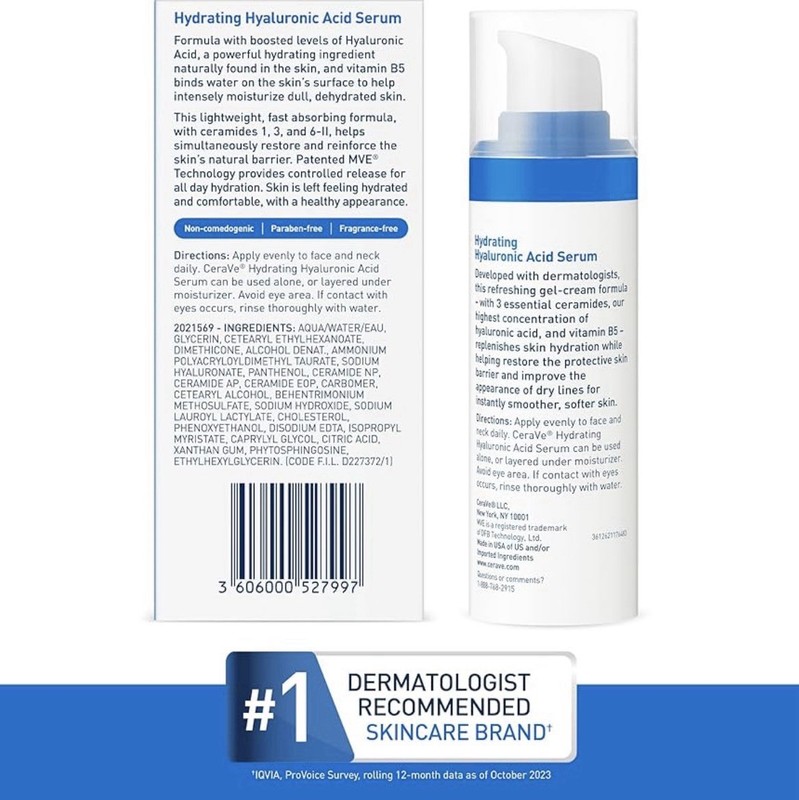 CeraVe Hydrating Hyaluronic Acid Serum Face Vitamin B5 Ceramides - 1 Oz gallery