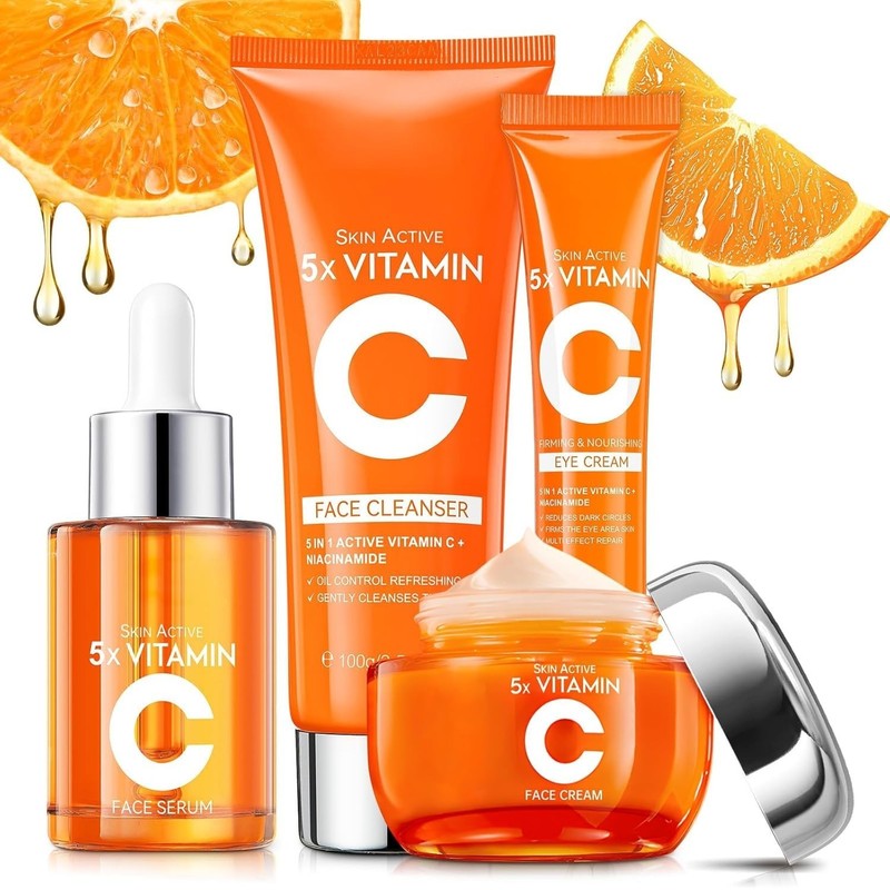 LAIKOU Skin Care, Vitamin C Skin Care Set, Facial Skin Care Products with Cleans