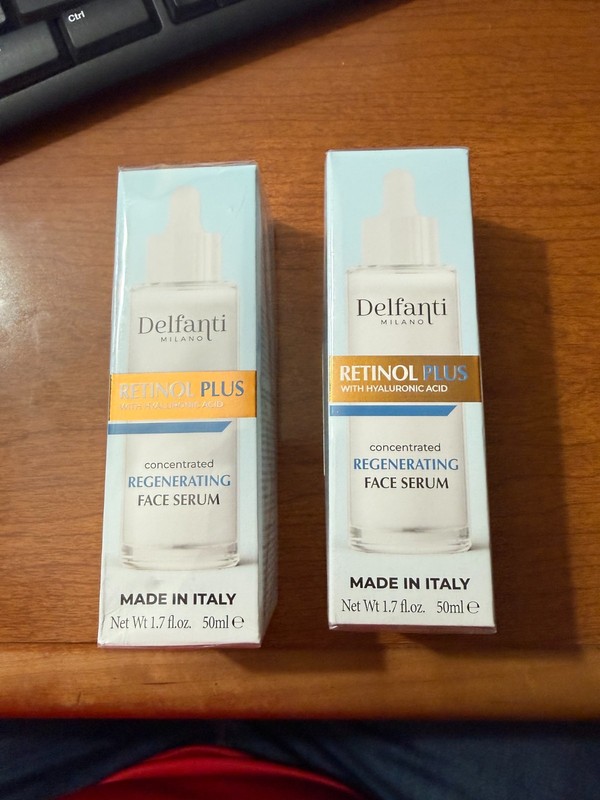 LOT OF 2 Delfanti Milano Retinol PLUS w/Hyaluronic Acid Face Serum 1.7 Fl Oz-NIB