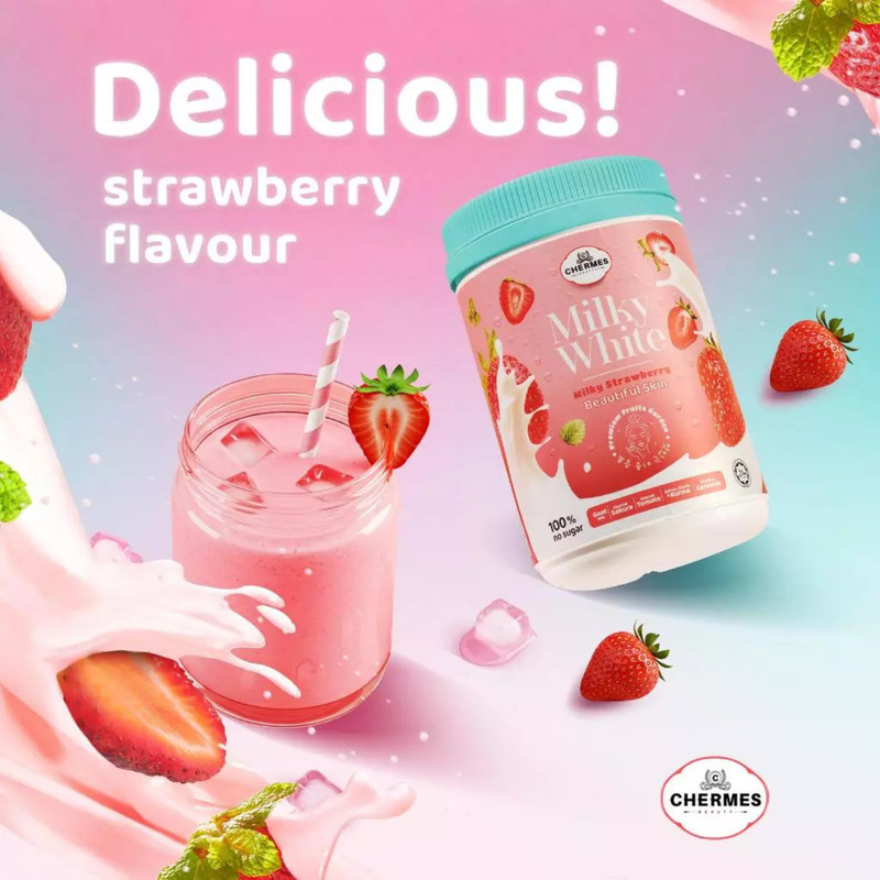 x4 K-Colly Chermes MilkyWhite Collagen 500g Strawberry Whitening Skin Supplement gallery