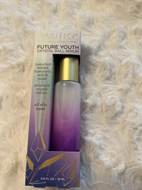 PACIFICA FUTURE YOUTH CRYSTAL BALL SERUM AMETHYST CRYSTAL ROLLER BALL NIB 17 ML