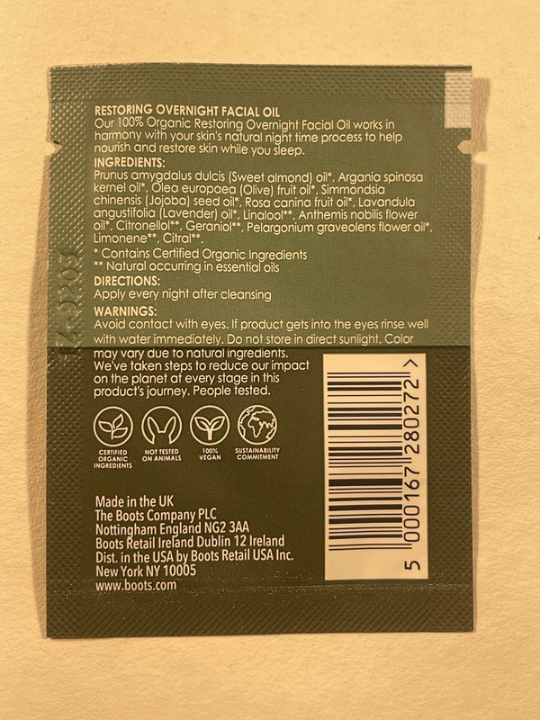 Botanics 100% Organic Facial Oil & Restoring Overnight Facial Oil Samples 0.05 gallery