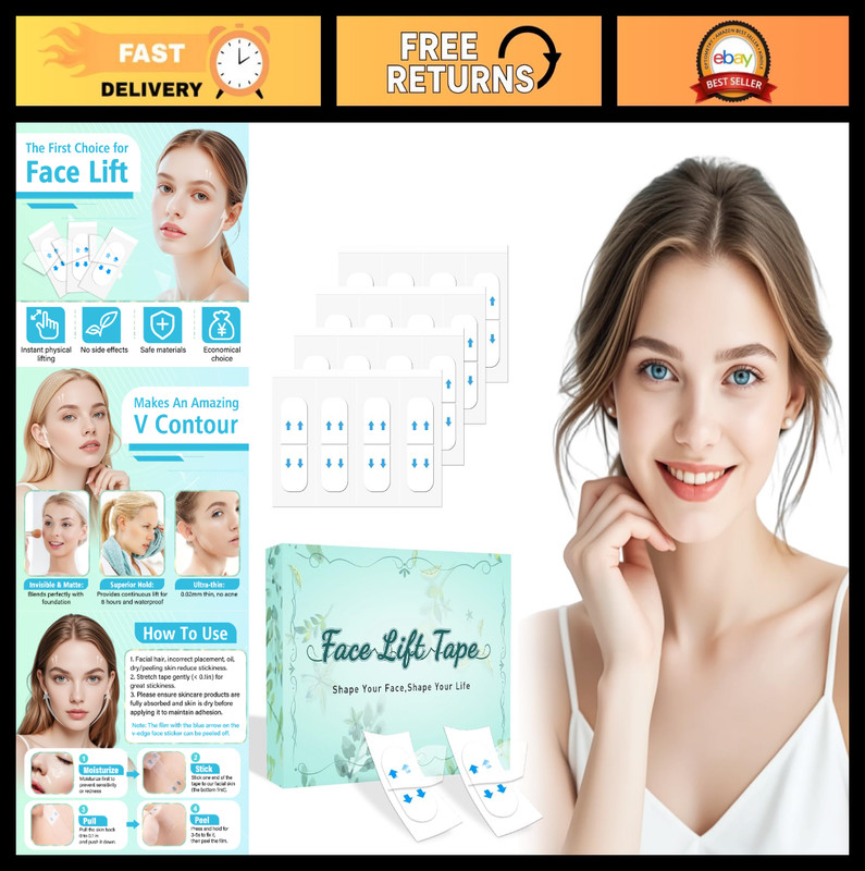Instant Face Lift Tape – 168 Pcs Invisible Neck & Facial Lifting Strips for Wrin