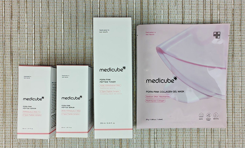 Medicube PDRN Pink Peptide Serum x2, Toner x1, & Collagen Gel Mask x2 Exp 08/26