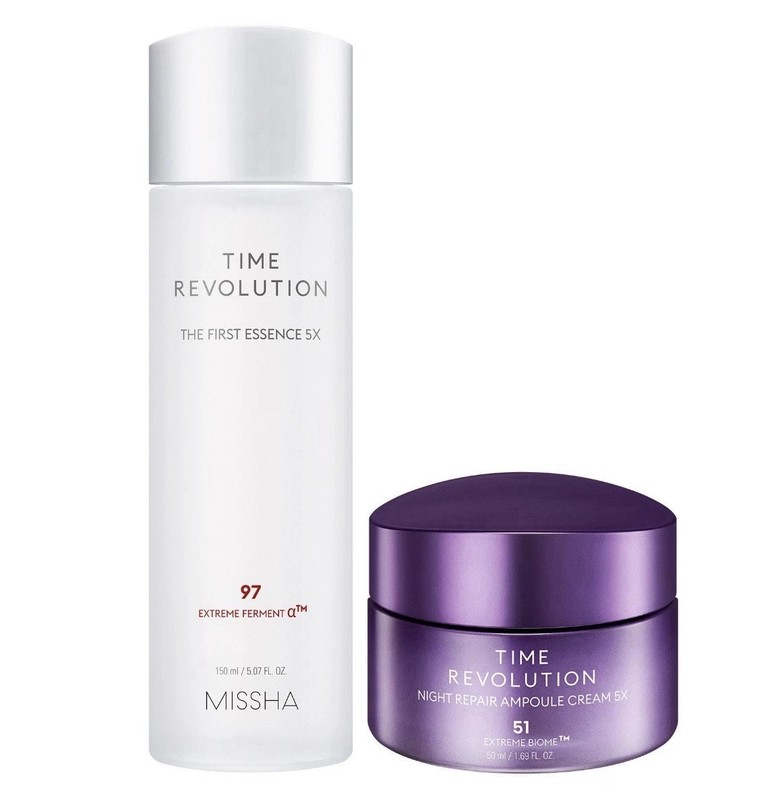 Missha First Essence Toner 5.07 fl oz and Night Repair Ampoule Cream 1.69 fl oz gallery