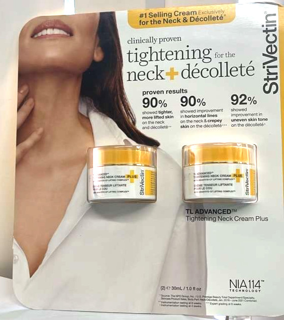 StriVectin Neck Cream 2 Jars 1oz Each 2 Oz Total Sealed