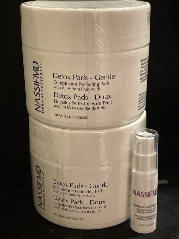 2x Nassif MD Dermaceuticals detox pads 60 Pads – W/ .17 Oz Hydro-screen Serum