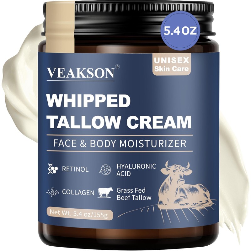 Beef Tallow for Skin, Grass Fed Whipped Beef Tallow and Honey Balm with Anti …