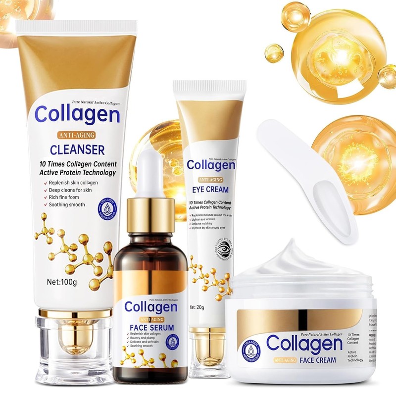 Collagen Skin Care Set, Anti Aging Skincare Set for Reduce Wrinkles, Shrink P…
