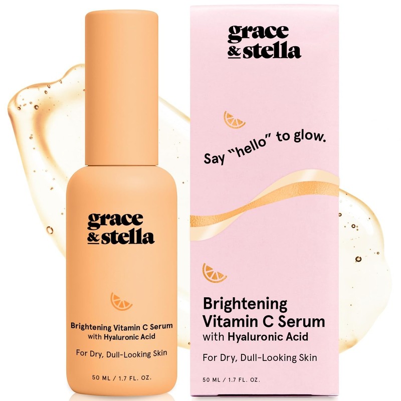 Grace & Stella Brightening Vitamin C Serum for Face w/ Hyaluronic Acid Peptides