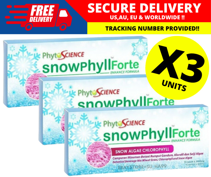 3 X Phytoscience Snowphyll Forte Snow Algae Chlorophyll & Mulberry Leaf Extract