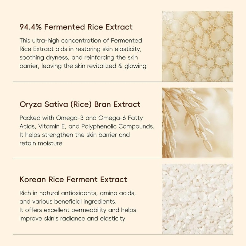 Skin Care Set, Korean Skin Care with Rice Cleanser, Toner, Serum, Eye Serum, Moi gallery