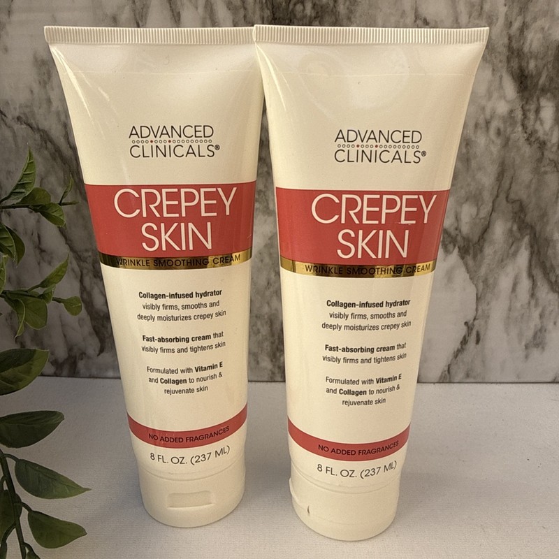 Advanced Clinicals Crepey Skin, Wrinkle Smoothing Cream, 8 fl oz Sealed Lot Of 2