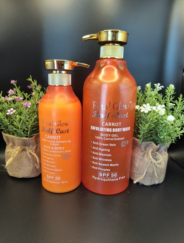 Final Glow Half-C CARROT Whitening Face & Body lotion 500ml Spf50 💯 AUTHENTIC