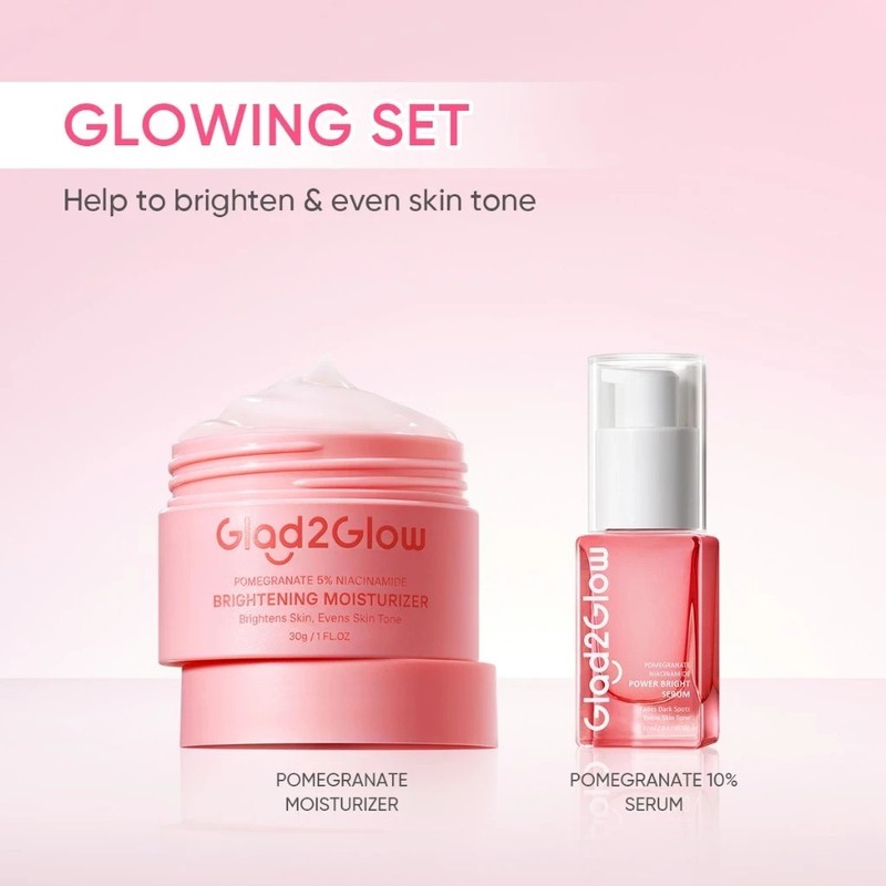 Glad2Glow 2-in-1 Brightening Skincare Set Serum & Glowing Moisturizer