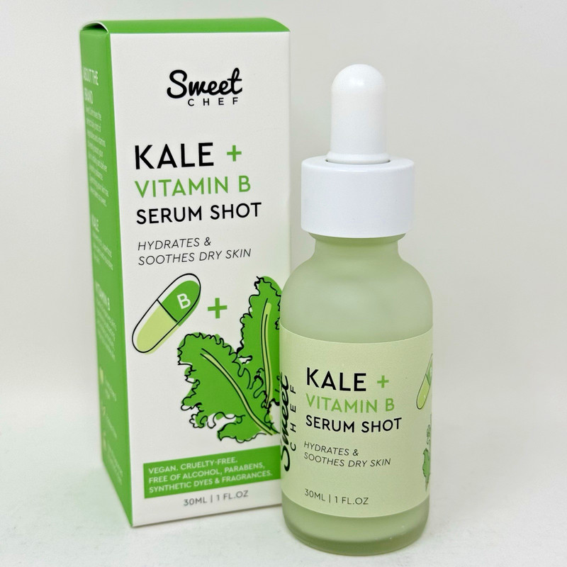 Sweet Chef Kale Vitamin B Serum Shot Hydrates Soothes Dry Skin 1 Oz 30 ML New