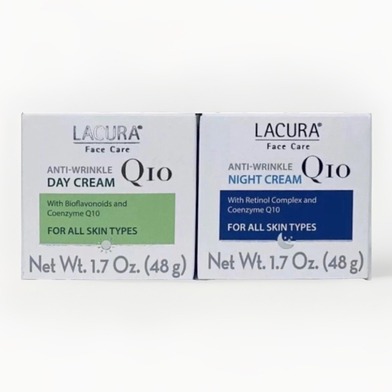 LACURA Set of 2: Q10 Day & Night Creams, Anti-Wrinkle Anti-Aging, Retinol 1.7 OZ