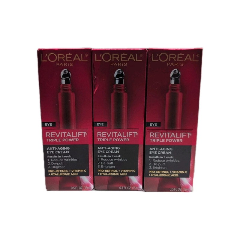 3Pk Loreal Revitalift Triple Power Anti Aging Eye Cream 0.5Fl Oz Ea New & Unused