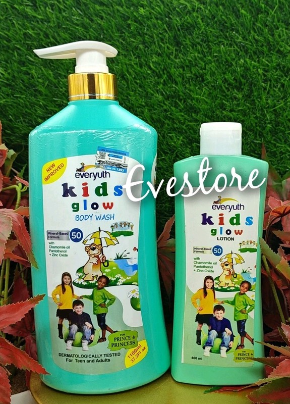 EVER-YUTH Kids & Teens Natural Skin Glow Fairness Lotion, Shower Gel