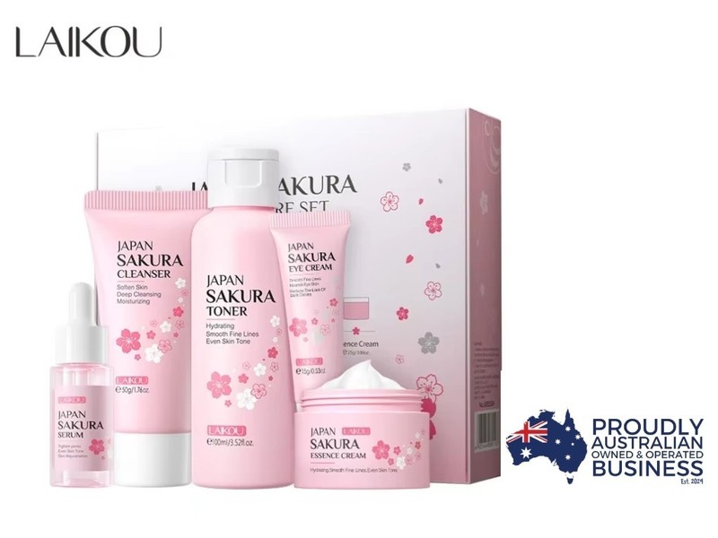 LAIKOU Sakura 5- Piece Kit Korean Skin Care Moisturizing Anti-Aging Toner Pores