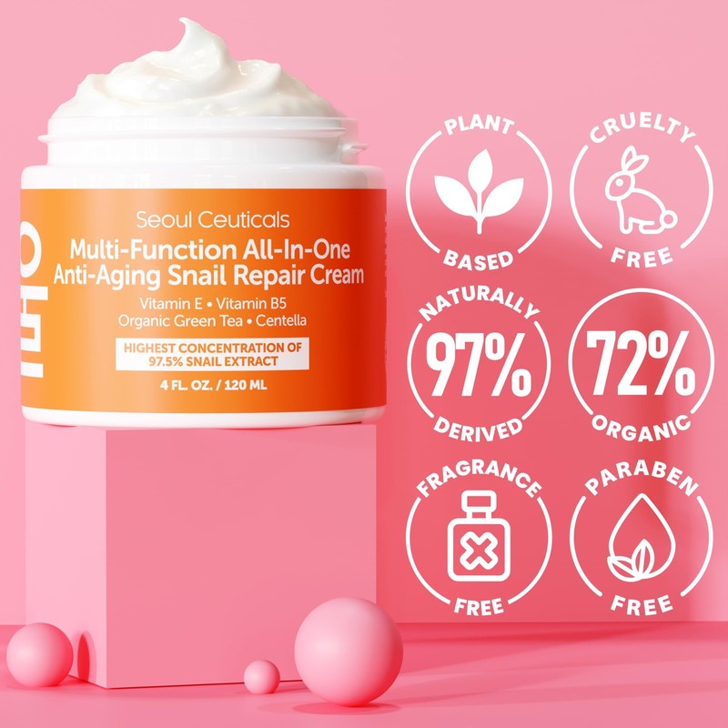 SeoulCeuticals Large 4oz 97.5% Snail Mucin Moisturizer Cream Korean Skin Care... gallery