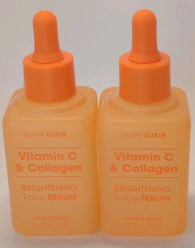 Lot Of 2 Glow Elixir Vitamin C & Collagen Brightening Serum 2.02 fl.oz K-Beauty