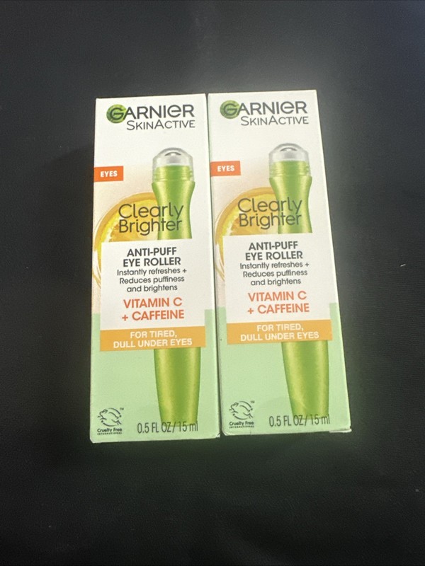 Garnier Clearly Brighter Under Eye Cream Roller Caffeine Mint Vitamin C Lot of 2