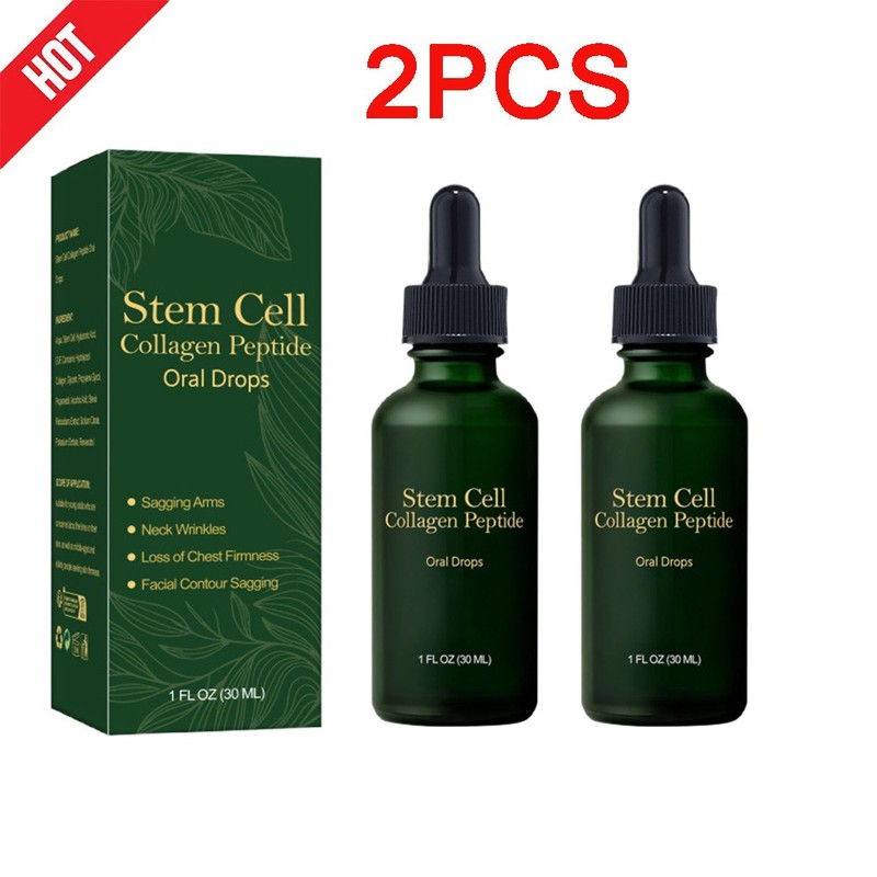 2PCS Stem Cell Collagen Peptide Oral Drops Firm Sagging Skin Reduce Wrinkle 30ml