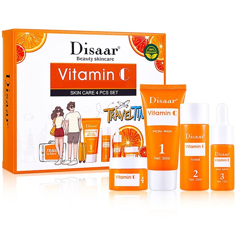 DISAAR BEAUTY Vitamin C Orange Extract Skin Care Set 30ml+30ml+10ml+15g 4PCS