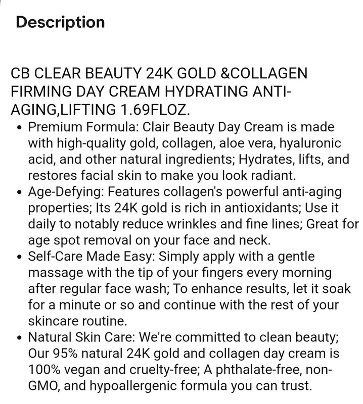 CB CLEAR 24K GOLD & COLLAGEN FIRMING DAY CREAM HYDRATING ANTI-AGING 1.69 fl oz gallery