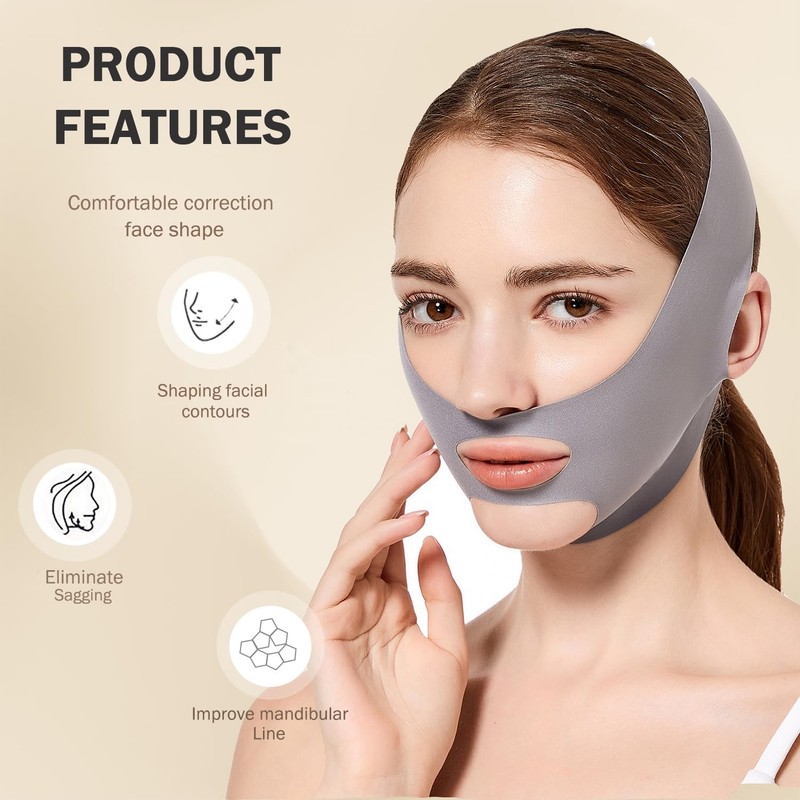 Reusable Facial Lifting Belt V Line Lifting Mask with Chin Strap for Sleeping US gallery