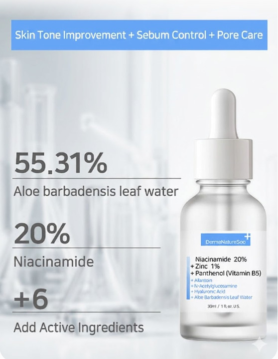 DermaNatureSoo Niacinamide 20% Zinc 1% Panthenol Serum 30ml Pore Care K-Beauty gallery